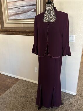 Junnie Leigh Elegant Women's Maxi Dress and Jacket Set in Deep Plum